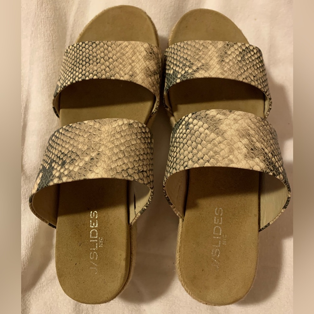 J Slides / J/Slides Faux Snake Platform Sandals, Women’s 10
